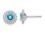 1.10 Carat (ctw) Blue Topaz Button Stud Earrings in Sterling Silver